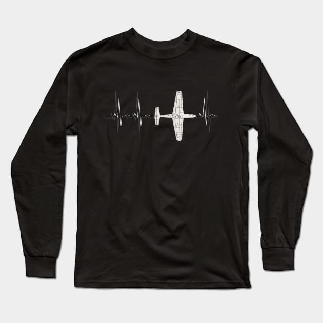 Heartbeat Airplane - I Love Flying Long Sleeve T-Shirt by Jose Luiz Filho